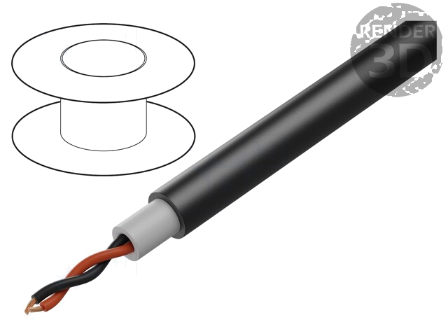 Leiding: voor luidsprekers; 2x1,5mm2; koord; OFC; zwart; PVC; 49VAC Leiding: voor luidsprekers; 2x1,5mm2; koord; OFC; zwart; PVC; 49VAC